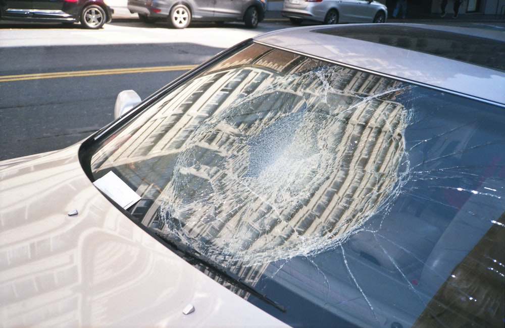 a damaged windshield